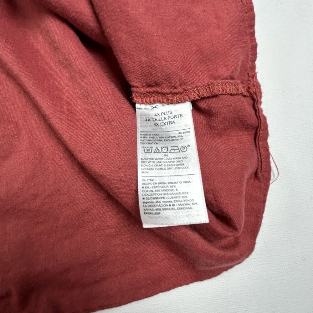 Old Navy Boho Shirt Top Blouse 4X Red Sumac Square Neck Embroidered - Picture 4 of 10